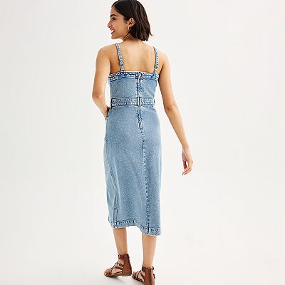 white christmas dresses Darla Denim Button Down Midi Dress – Modest Heart main image 1