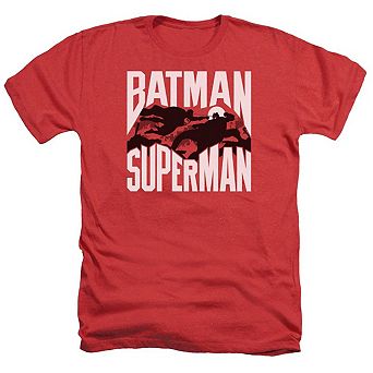 Batman V Superman Silhouette Fight Adult Heather T-shirt