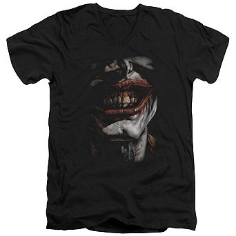 Batman Smile Of Evil Short Sleeve Adult V Neck T-shirt
