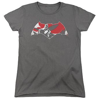 Batman V Superman Armor Splatter Logo Short Sleeve Womens T-shirt