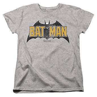 Batman Vintage Bat Logo On Gray Short Sleeve Women´s T-Shirt
