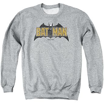 Batman Vintage Bat Logo On Gray Adult Crewneck Sweatshirt