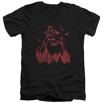 Batman Red Knight Short Sleeve Adult V Neck T-shirt
