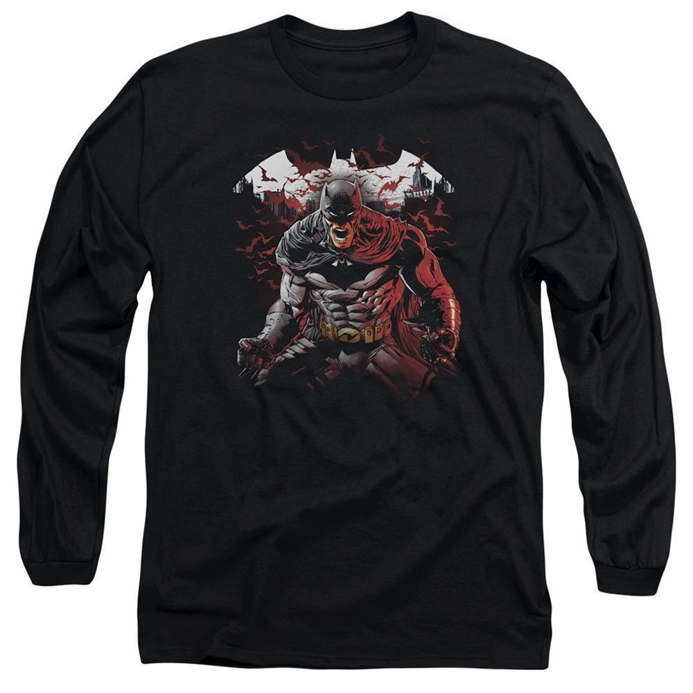 Batman Raging Bat Long Sleeve Adult T-shirt