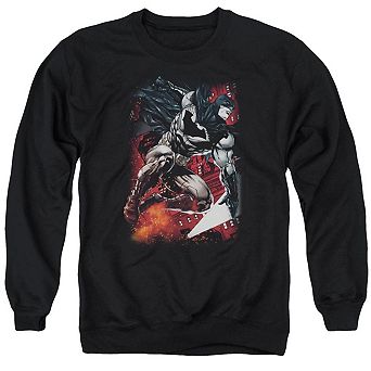 Batman Sparks Leap Adult Crewneck Sweatshirt