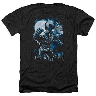 Batman Moonlight Bat Adult Heather T-shirt