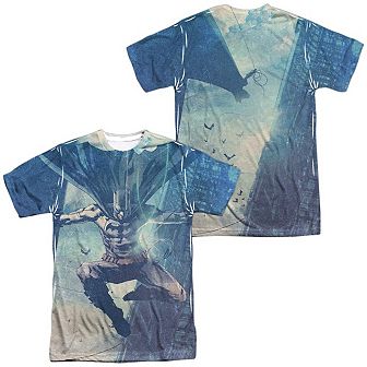 Batman Skyscrapers Short Sleeve Adult Poly Crew T-shirt