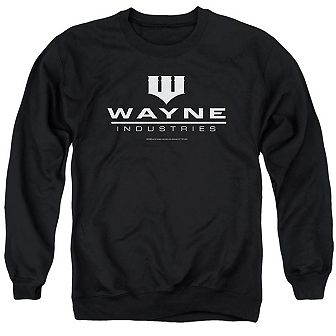 Batman Wayne Logo On Black Adult Crewneck Sweatshirt