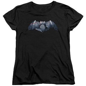 Batman V Superman Plated Bat Logo Short Sleeve Womens T-shirt