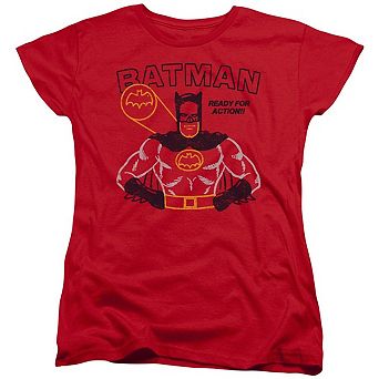 Batman Ready For Action Short Sleeve Womens T-shirt