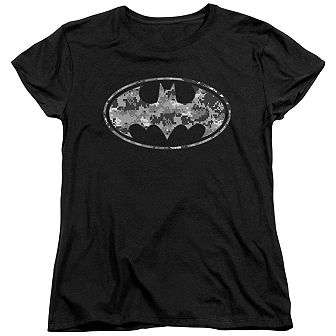 Batman Urban Camo Shield Short Sleeve Womens T-shirt
