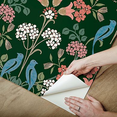 WallPops Meadow Song Black and Neutral Peel and Stick Wallpaper