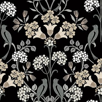WallPops Meadow Song Black and Neutral Peel and Stick Wallpaper