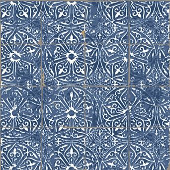 WallPops Provincial Tile Cobalt Sea Peel and Stick Wallpaper
