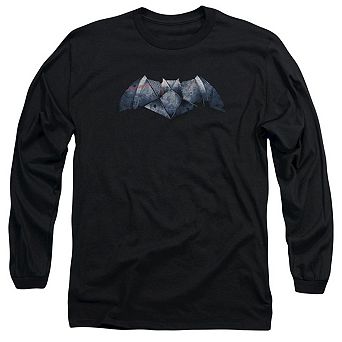 Batman V Superman Plated Bat Logo Long Sleeve Adult T-shirt