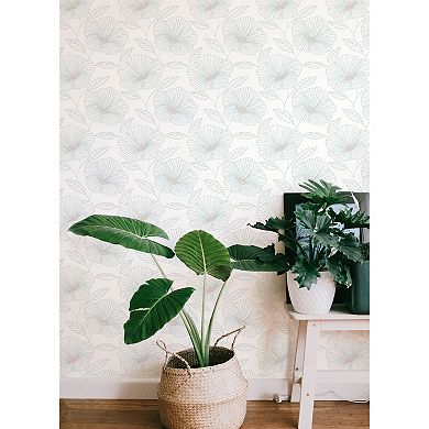 WallPops Floweret Seafoam Peel and Stick Wallpaper