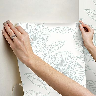 WallPops Floweret Seafoam Peel and Stick Wallpaper