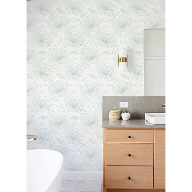 WallPops Floweret Seafoam Peel and Stick Wallpaper