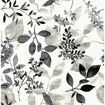 WallPops Breezy Black Botanical Peel and Stick Wallpaper