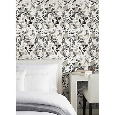 WallPops Breezy Black Botanical Peel and Stick Wallpaper