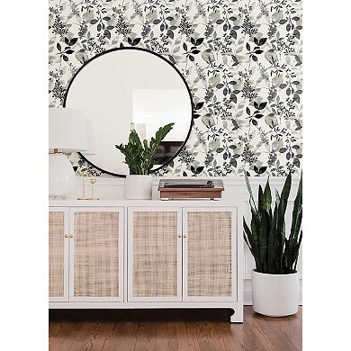 WallPops Breezy Black Botanical Peel and Stick Wallpaper