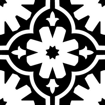 WallPops Primrose Black & White Floral Peel and Stick Wall Tiles