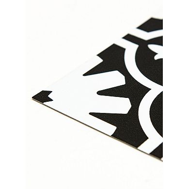 WallPops Primrose Black & White Floral Peel and Stick Wall Tiles