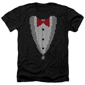 Big Bang Theory Pixelated Tux Adult Heather T-shirt