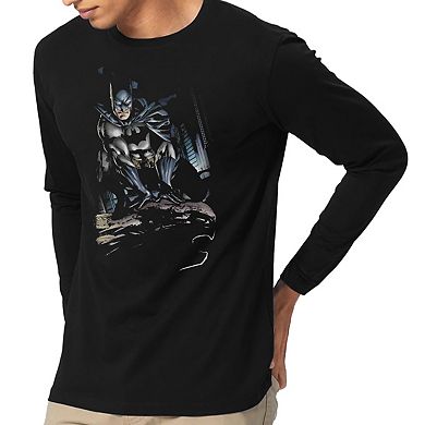 Batman Perched Long Sleeve Adult T-shirt