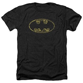 Batman Tattered Logo Adult Heather T-shirt
