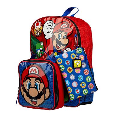 Super Mario 5 pc Backpack Set