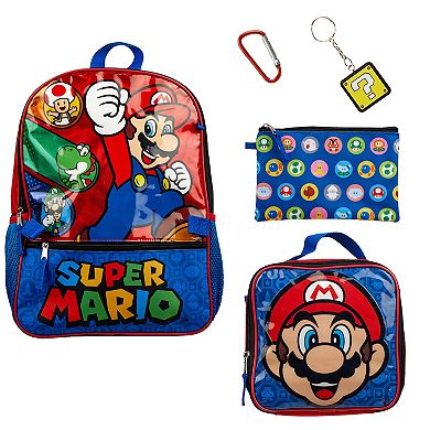 Super Mario 5 pc Backpack Set