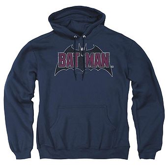 Batman Vintage Bat Logo On Navy Adult Pull Over Hoodie