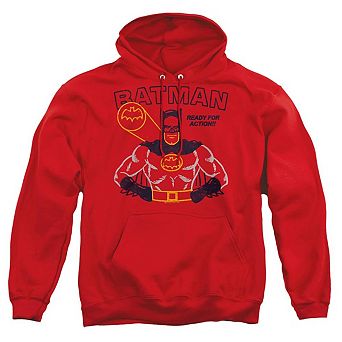 Batman Ready For Action Adult Pull Over Hoodie