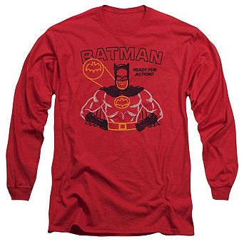 Batman Ready For Action Long Sleeve Adult T-shirt