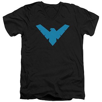 Batman Nightwing Symbol Short Sleeve Adult V Neck T-shirt