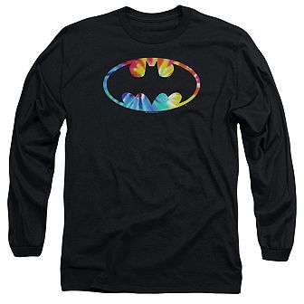 Batman Tie Dye Batman Logo Long Sleeve Adult T-shirt