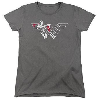 Batman V Superman Wonder Woman Splatter Logo Short Sleeve Womens T-shirt