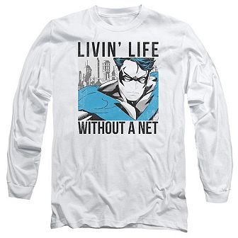 Batman Without A Net Long Sleeve Adult T-shirt