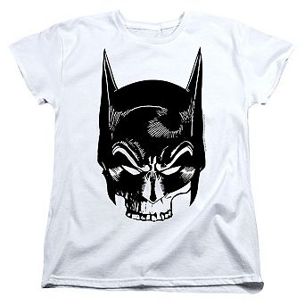 Batman Skull On White Short Sleeve Women´s T-Shirt