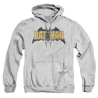 Batman Vintage Bat Logo On Gray Adult Pull Over Hoodie