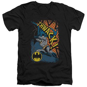 Batman Thwack Short Sleeve Adult V Neck T-shirt