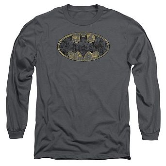 Batman Tattered Logo Long Sleeve Adult T-shirt