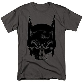 Batman Skull On Gray Short Sleeve Adult T-shirt