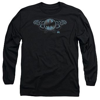 Batman Two Gargoyles Logo Long Sleeve Adult T-shirt