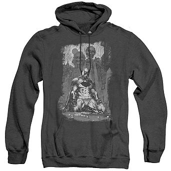 Batman Sketchy Shadows Adult Heather Hoodie
