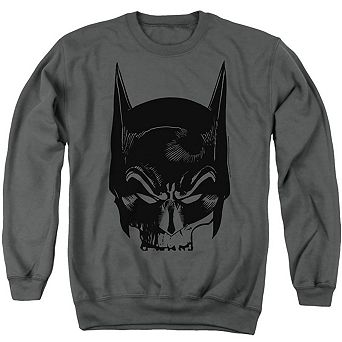 Batman Skull On Gray Adult Crewneck Sweatshirt