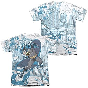 Batman Skyline All Over Adult 65/35 Poly/cotton Short Sleeve T-shirt