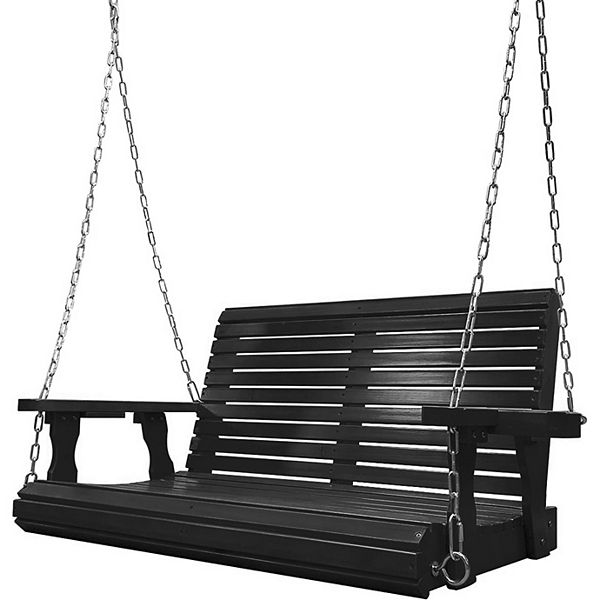 Wooden Porch Swing 3seater, Bench Swing With Cupholders, Hanging