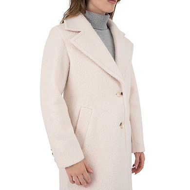 Women's Nine West Notch Collar Faux Wool Coat